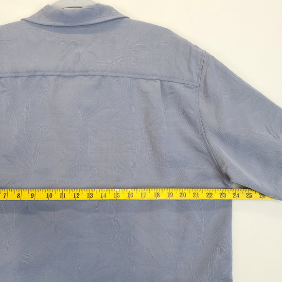 Caribbean Button Up Camp Shirt Modal Cotton‎ Blend Hawaiian Men L Blue Floral - Picture 6 of 12
